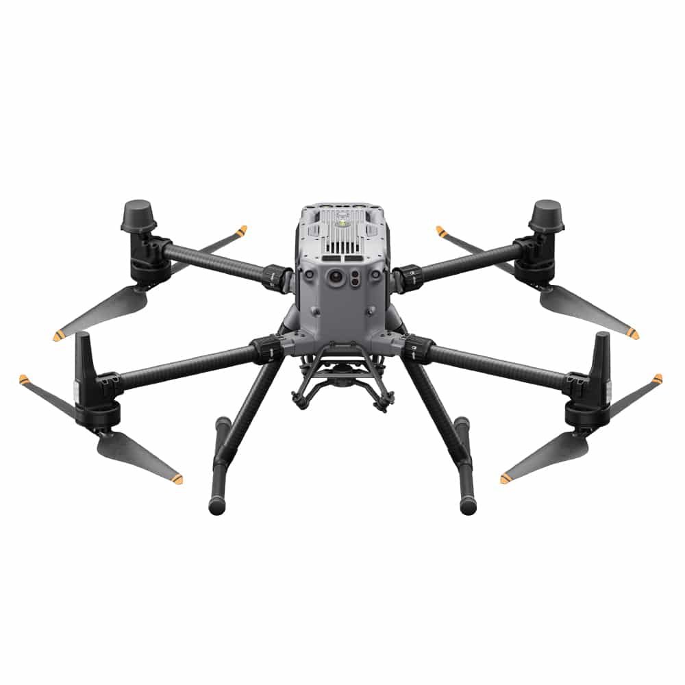 Vista frontal del DJI Matrice 350 RTK, dron enterprise para inspeccion y topografia.
