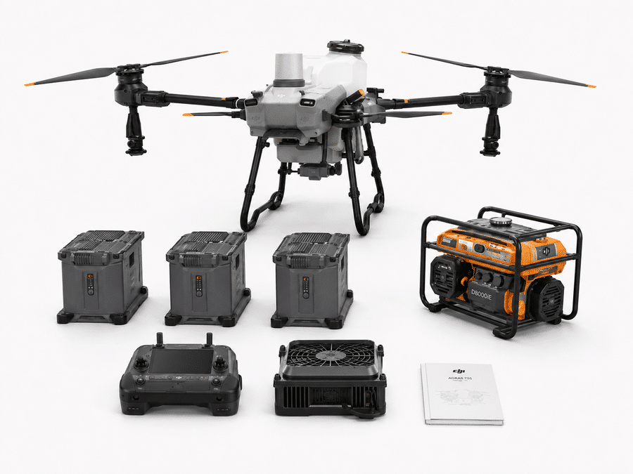 Kit DJI Agras T55 con baterías, control remoto y sistema de carga